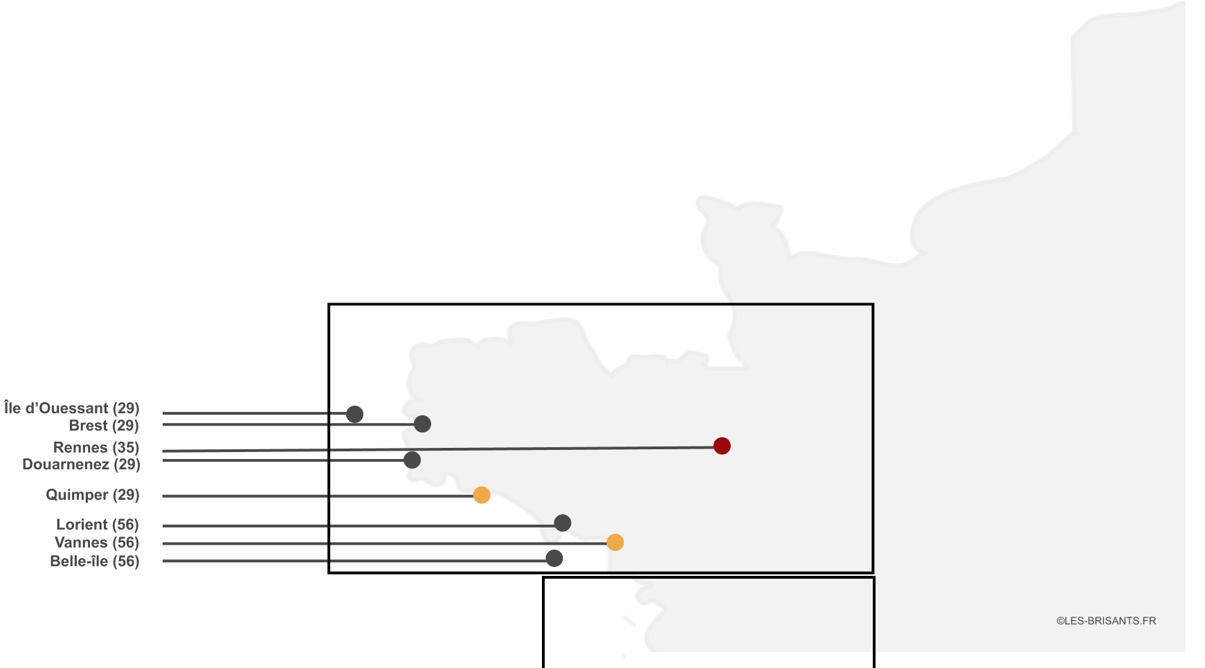 Carte côte Atlantique : Littoral, département, ville & station balnéaire