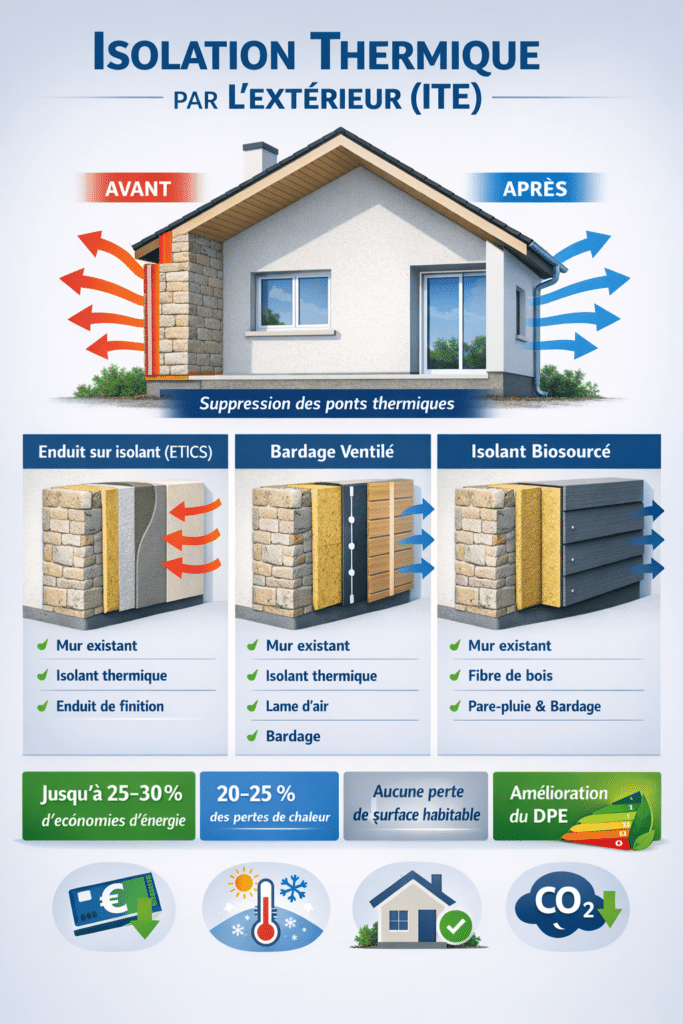 Infographie explicative pour isolation par l'extérieur