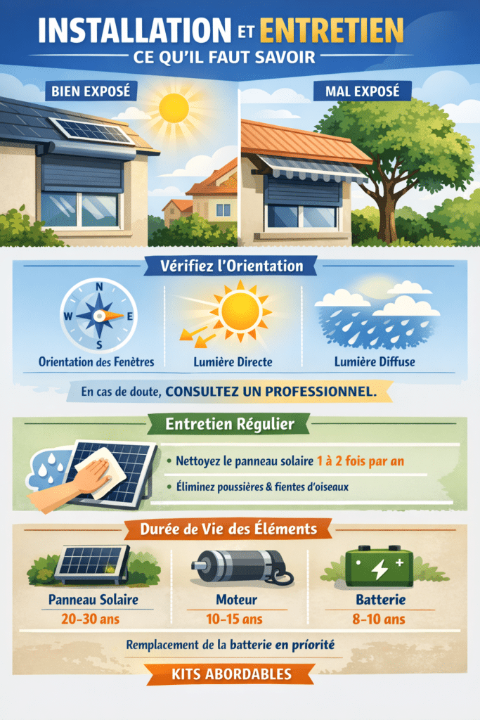 Infographie montrant le fonctionnement d'un volet roulant solaire