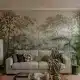 Salon avec un papier peint panoramique
